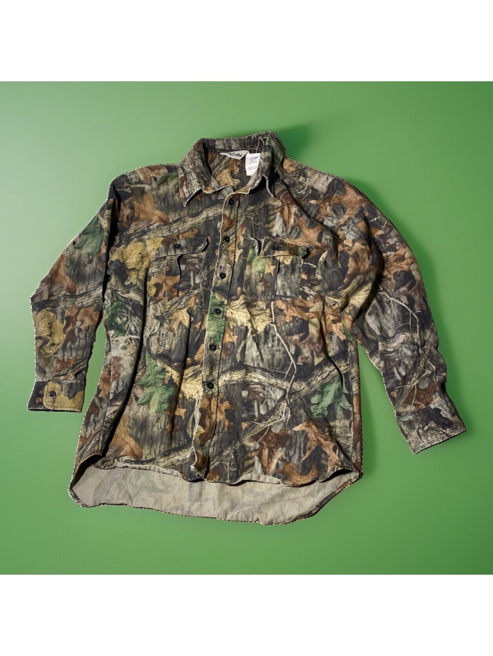 VTG WALLS Advantage Timber Camouflage Hunting Shirt Button Front Cotton  XL Reg